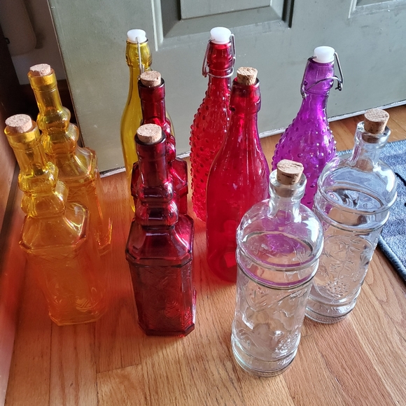 10 Glass Multicolored Bottles - Picture 3 of 4